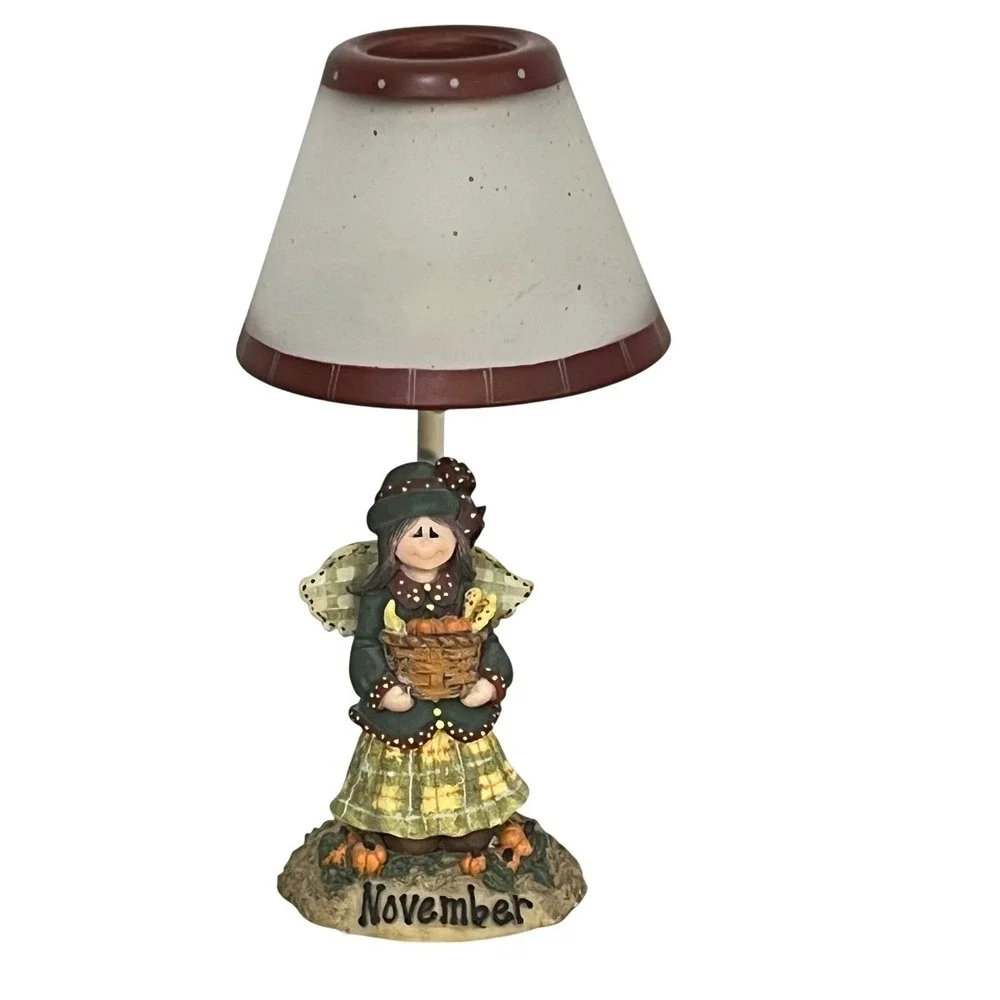Yankee Candle Tealight Holder  Green November Angel Lamp Crazy Mountain